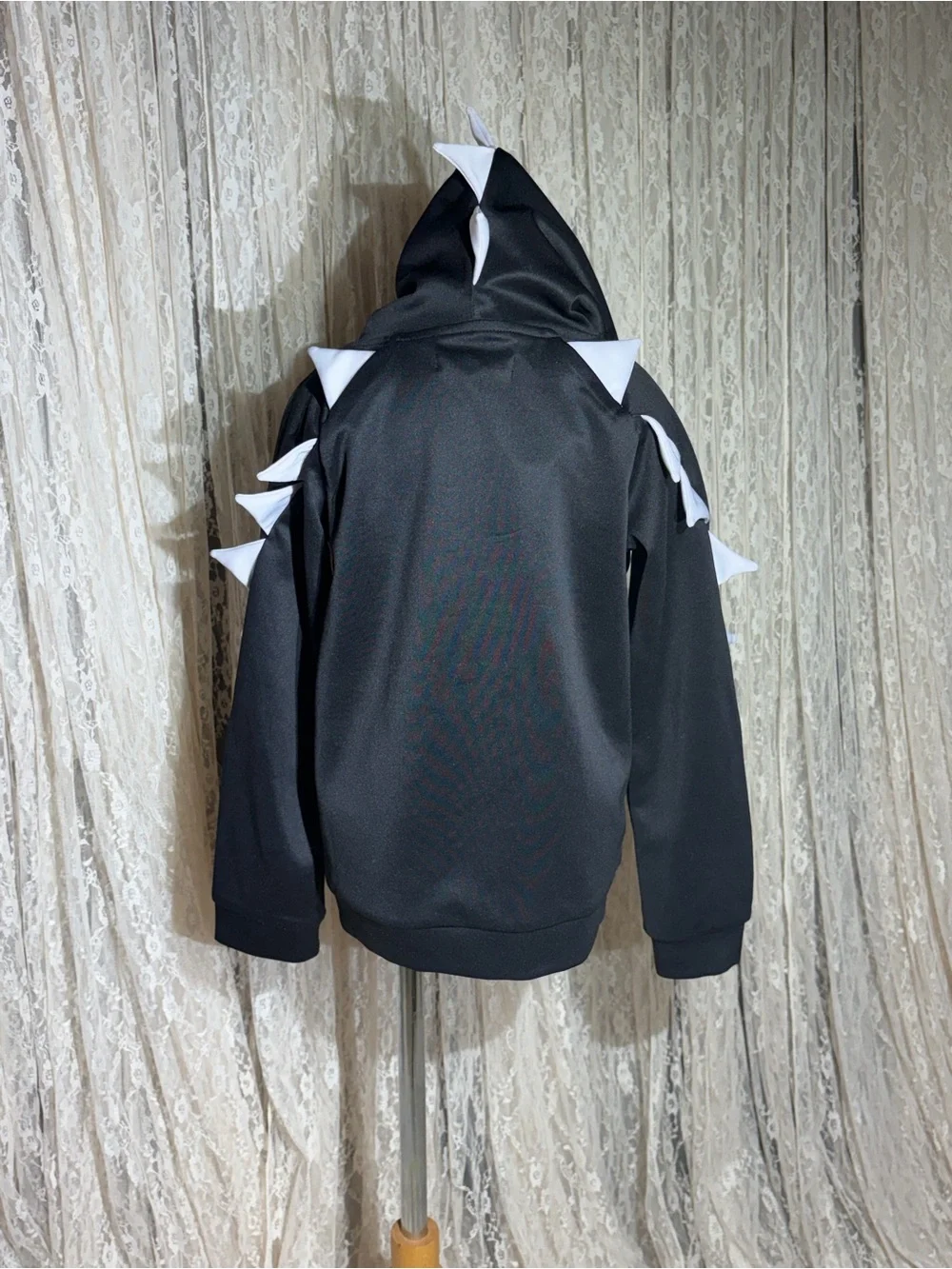 Black Kids' Dino Spike Zip-Up Hoodie